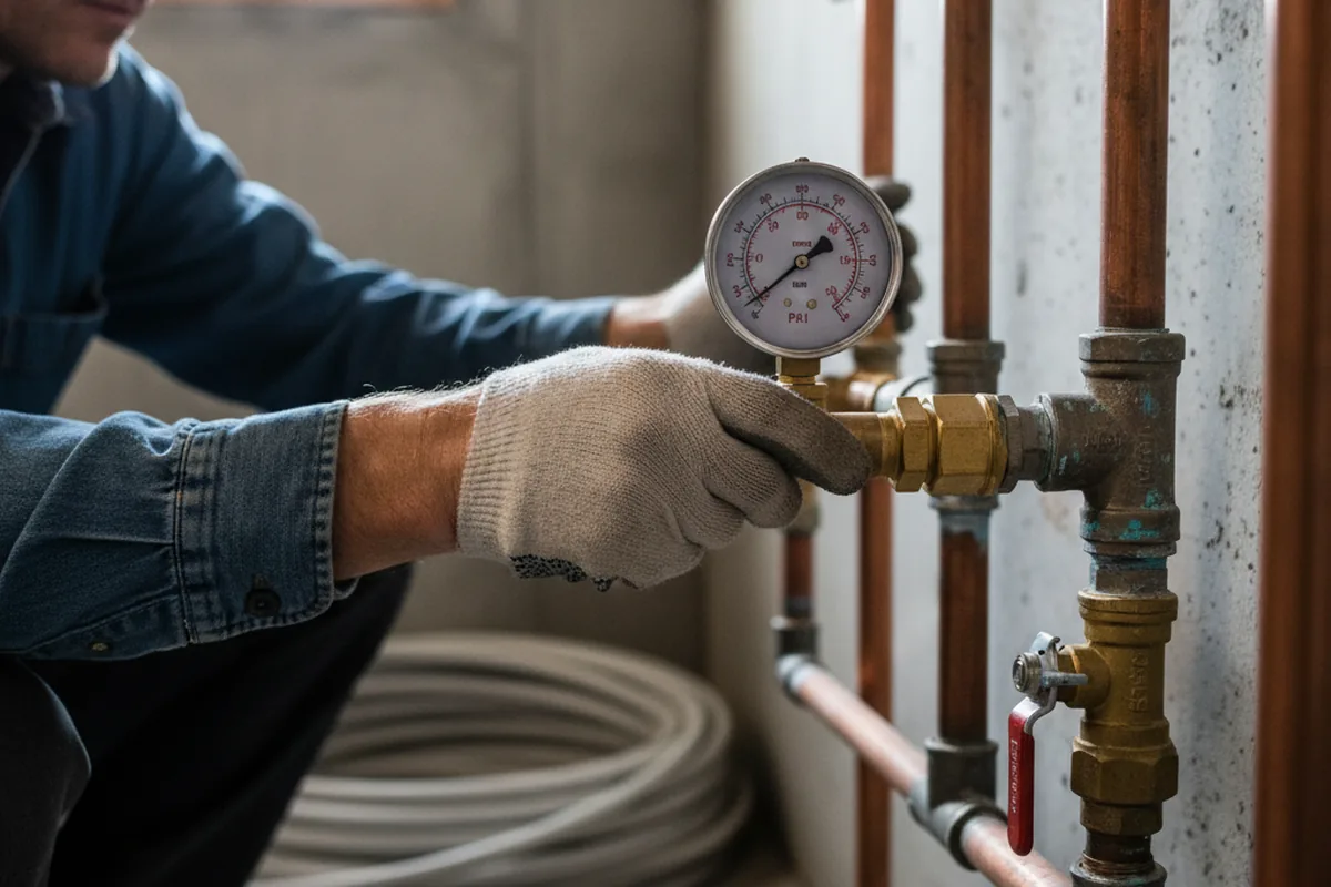 Pressure testing a repaired line during Water Line Repair in Prior Lake